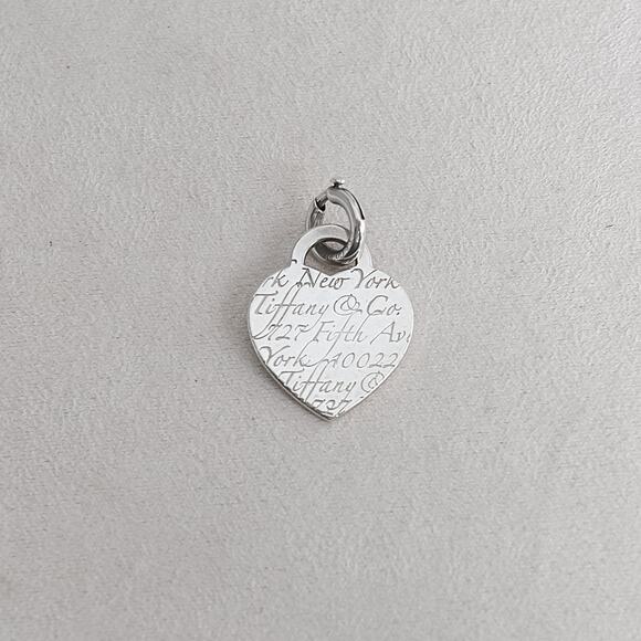 Tiffany & Co Notes Cursive Heart Tag Charm Sterling Silver Authentic 1" 6g - Picture 2 of 6